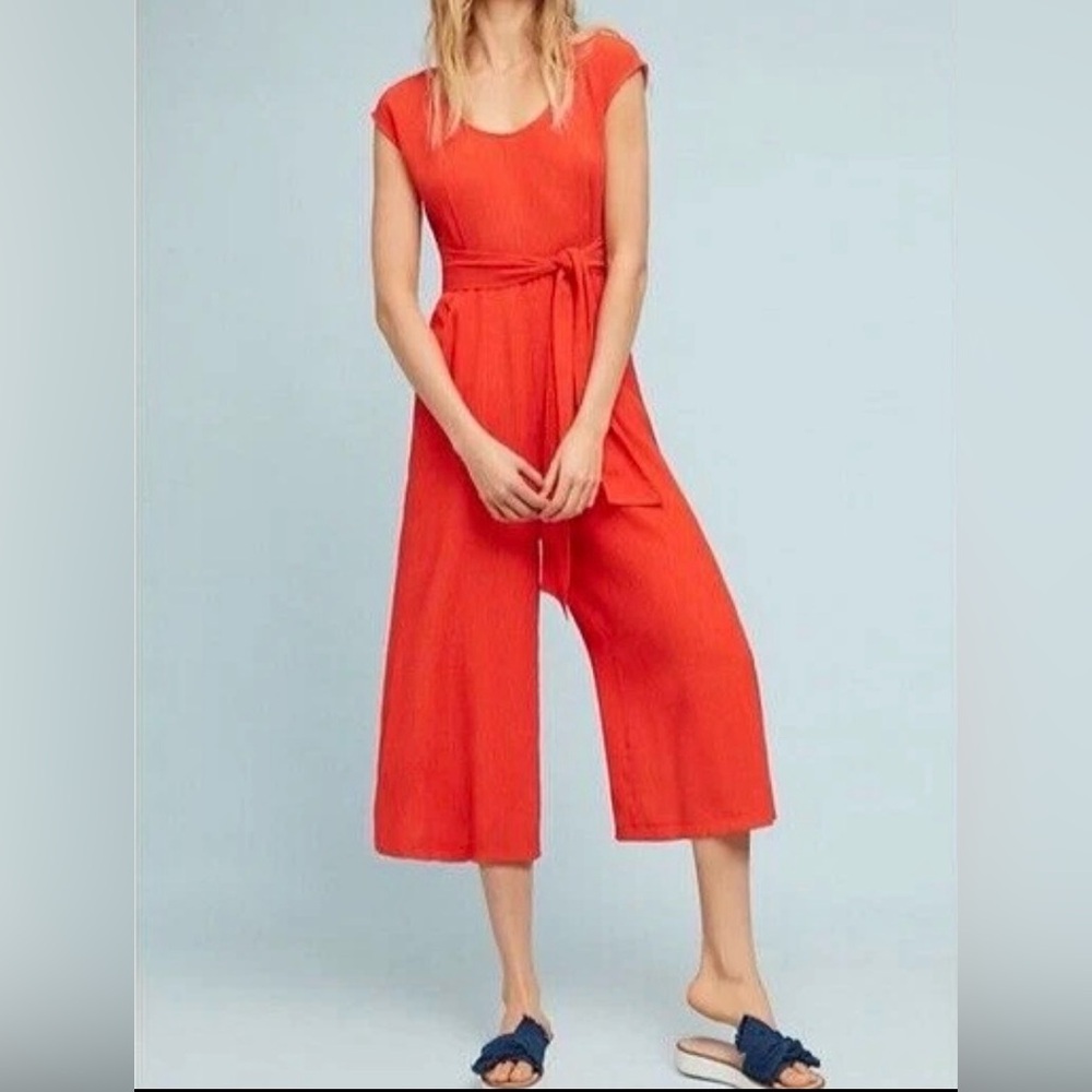 Anthropologie Vibrant Orange Jumpsuit